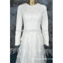 Long Sleeve A Line Beaded dubai muslim wedding dress